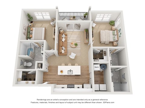 The Phillips Floor Plan at Retreat at Mt. Vernon Apartments